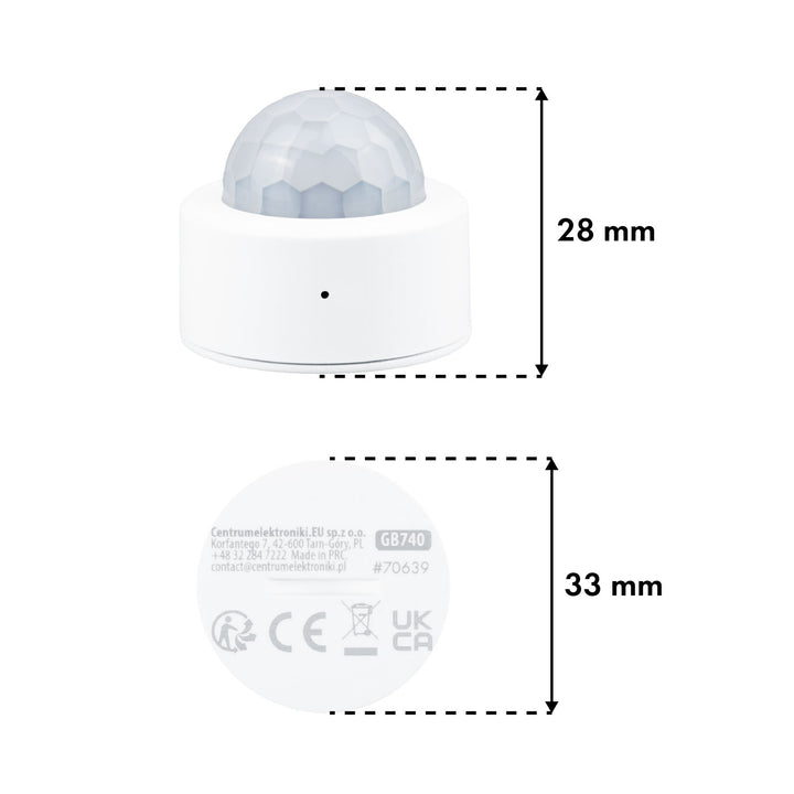 Drahtloser Zigbee-Bewegungssensor Tuya GreenBlue, Android/iOS, CR2450 DC 3,0 V, Erfassungswinkel 120° / bis zu 8 m, GB740