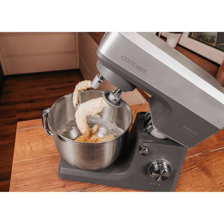 Concept Dough Expert Küchenmaschine mit Planetenantrieb, 1900 W Leistung, Doppelknethaken, Becher-Heizfunktion, 6 Geschwindigkeitsstufen, RM6010