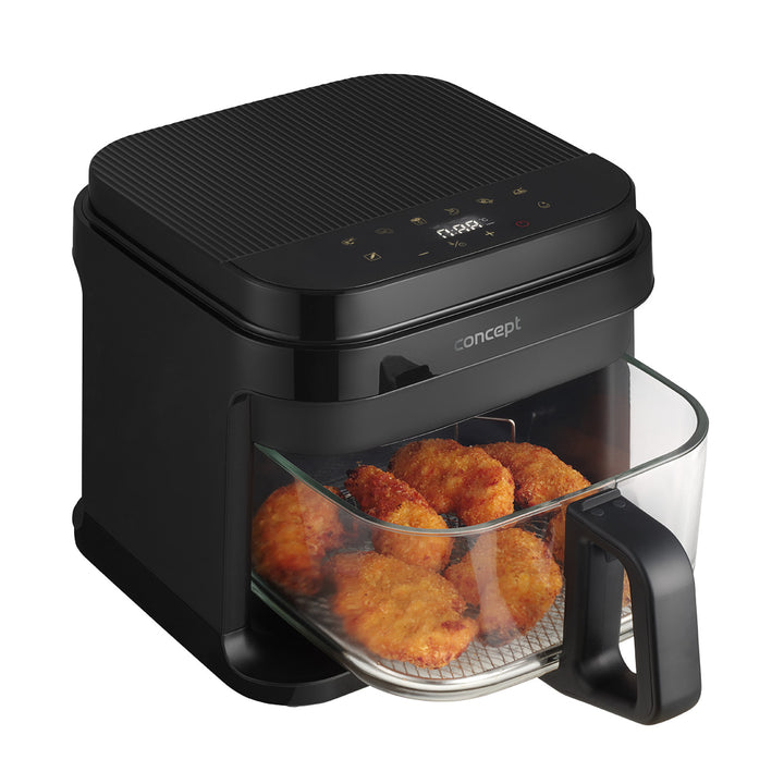 Fettfreie Fritteuse Concept Glass&Fast, Fassungsvermögen 5,5 l, 7 Programme, LED-Touchdisplay, gesunder Frittiermodus, Glasbehälter, FR5500