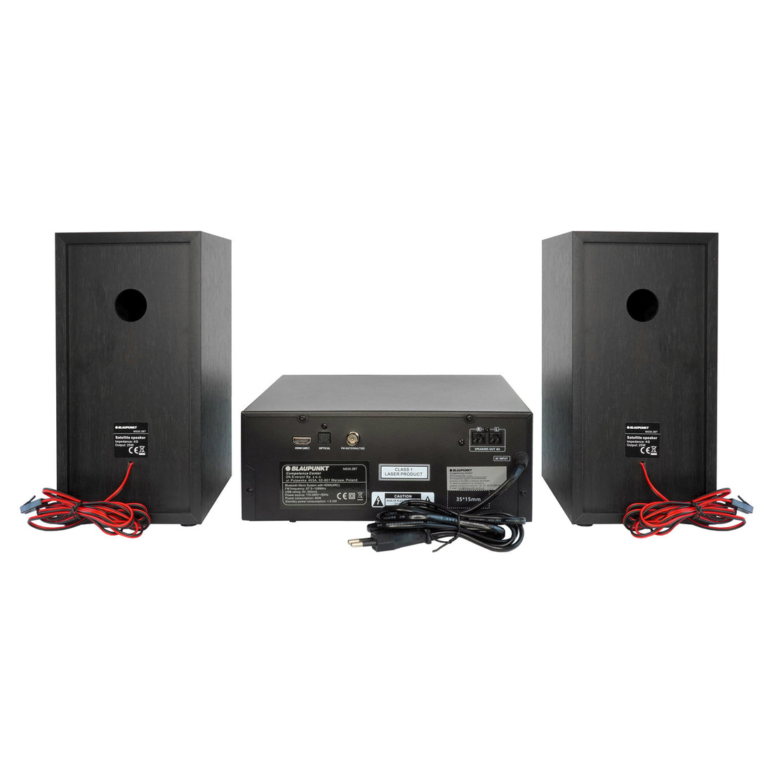 Blaupunkt Micro-Stereoanlage, Leistung 150 W, FM-Radio, AUX-Anschluss und USB-Anschluss, Bluetooth, HDMI-Eingang, Wecker, LED-Display, Farbe: Schwarz, MS30.02BT