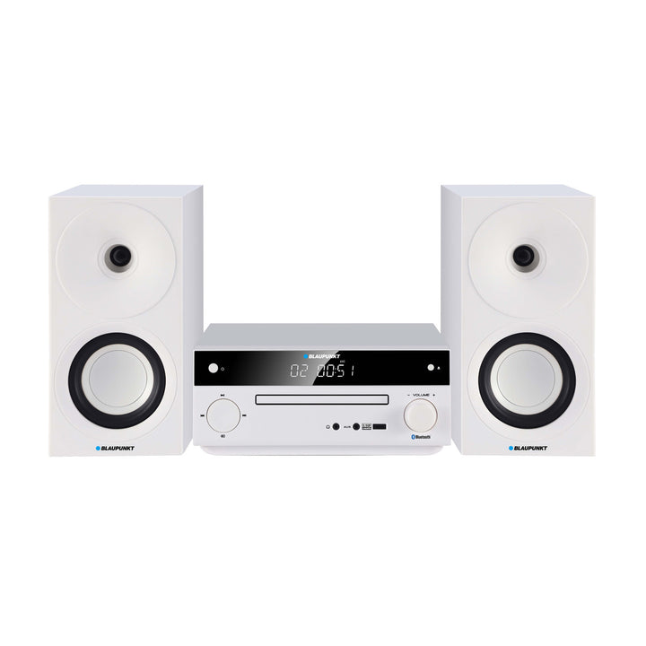 Blaupunkt Micro-Stereoanlage, Leistung 150 W, FM-Radio, AUX-Anschluss und USB-Anschluss, Bluetooth, HDMI-Eingang, Wecker, LED-Display, Farbe: Weiß, MS30.02BT