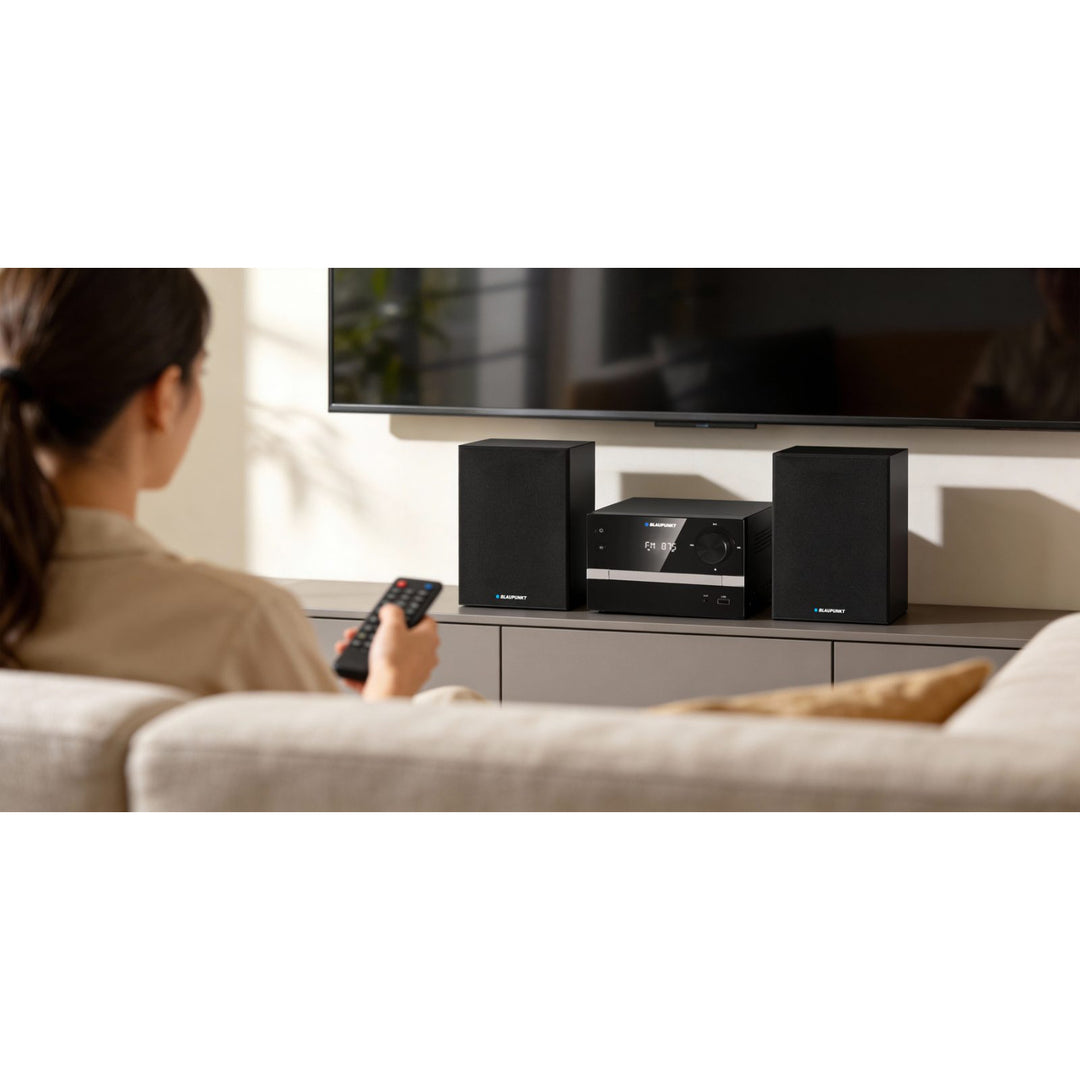 Blaupunkt Micro-Stereoanlage, Bluetooth, FM-Radio, 20 W RMS Leistung, Uhr mit Weckfunktion, CD/MP3/USB/AUX, MS9BT