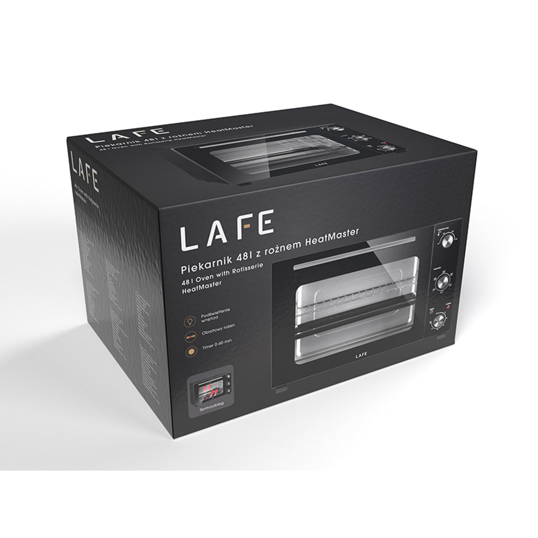 Elektrobackofen Lafe, Fassungsvermögen 48 l, Leistung 1800 W, Heißluft, HeatMaster
