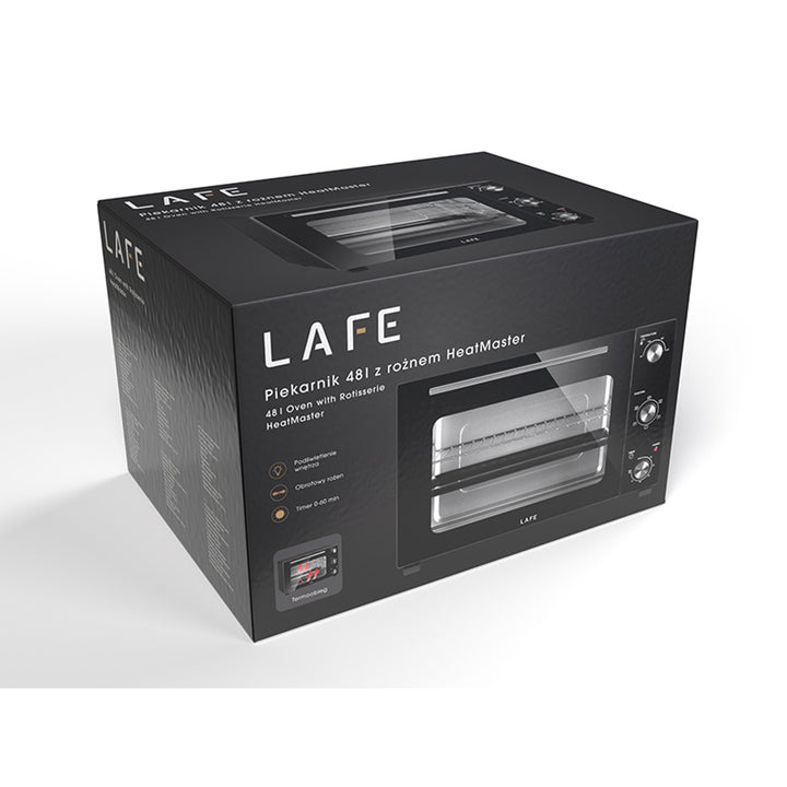 Elektrobackofen Lafe, Fassungsvermögen 48 l, Leistung 1800 W, Heißluft, HeatMaster