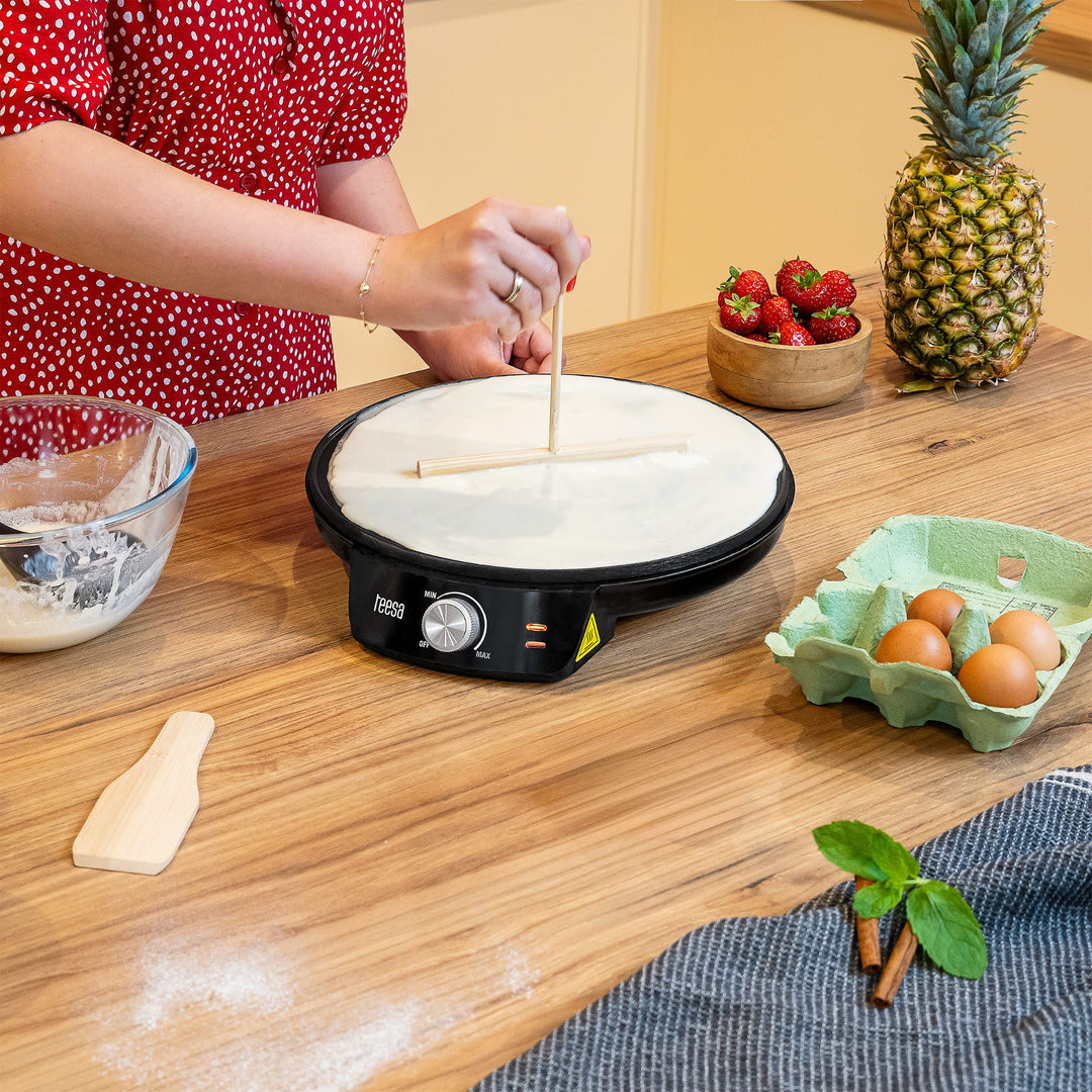 Teesa Pfannkuchenpfanne, elektrische Pfannkuchenpfanne, Durchmesser 30 cm, Leistung 1200 W, TSA3235