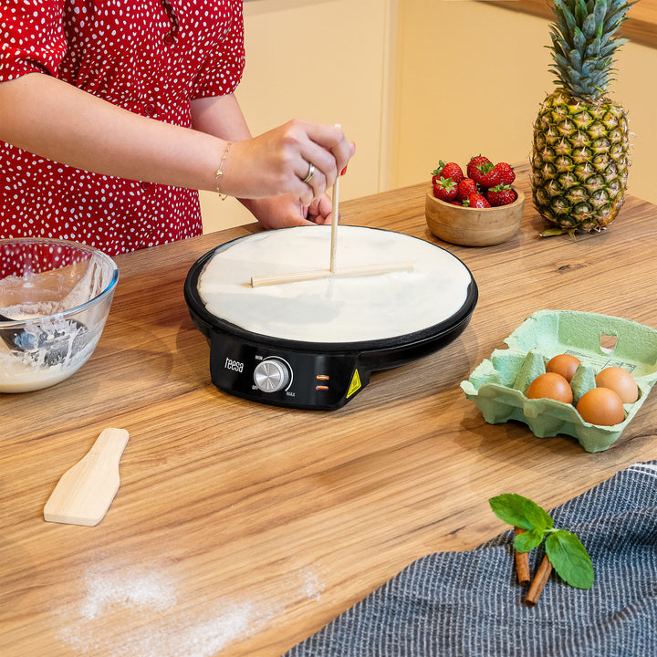 Teesa Pfannkuchenpfanne, elektrische Pfannkuchenpfanne, Durchmesser 30 cm, Leistung 1200 W, TSA3235