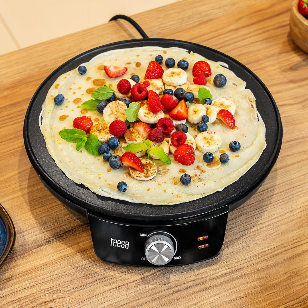 Teesa Pfannkuchenpfanne, elektrische Pfannkuchenpfanne, Durchmesser 30 cm, Leistung 1200 W, TSA3235