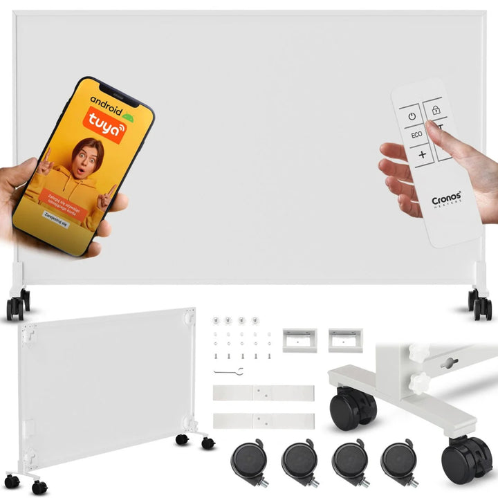 Cronos Infrarot-Heizkörper, 800 W, ideal für Allergiker, matte Oberfläche, ultradünn, eingebauter Thermostat und Fernbedienung per Smartphone oder Fernbedienung, Carbon P800 TWP