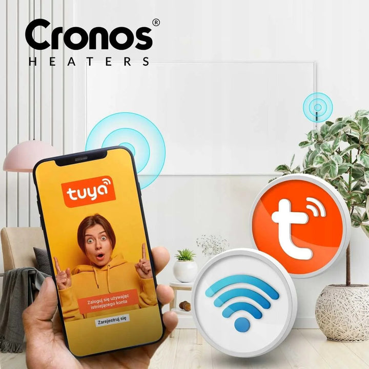 Cronos Infrarot-Heizkörper, 800 W, ideal für Allergiker, matte Oberfläche, ultradünn, eingebauter Thermostat und Fernbedienung per Smartphone oder Fernbedienung, Carbon P800 TWP