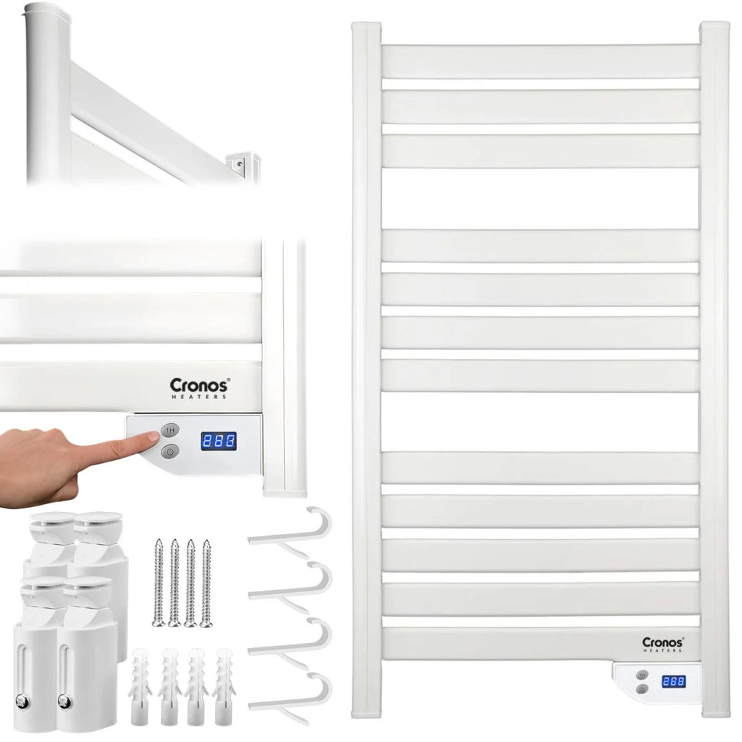 Elektrischer Badheizkörper Cronos, Leistung 500 W, heizt Räume bis zu 6 m² beheizt, LCD-Display, AUTO-Funktion, TIMER und Fensteröffnungserkennung, TW-500
