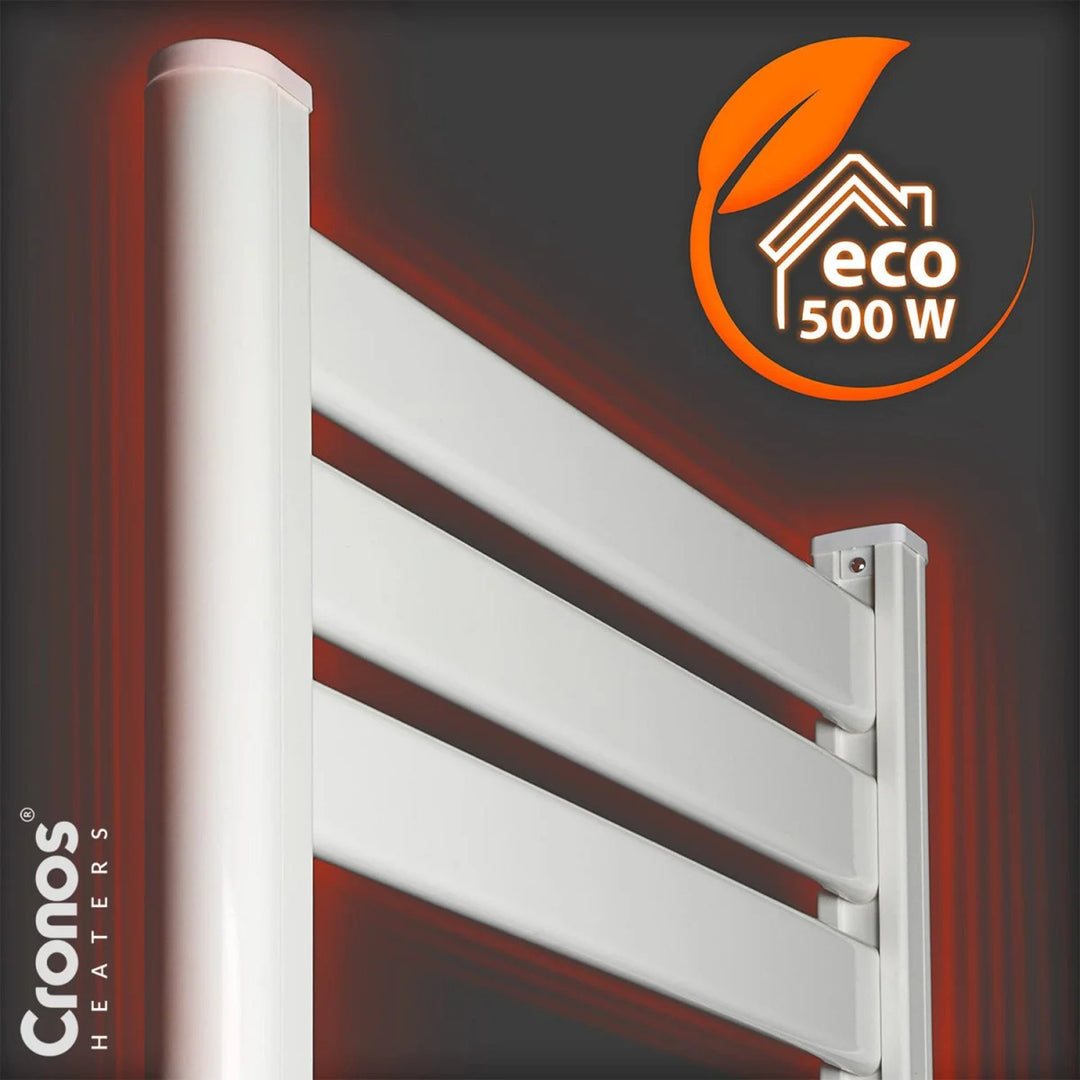 Elektrischer Badheizkörper Cronos, Leistung 500 W, heizt Räume bis zu 6 m² beheizt, LCD-Display, AUTO-Funktion, TIMER und Fensteröffnungserkennung, TW-500