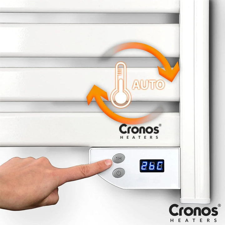 Elektrischer Badheizkörper Cronos, Leistung 500 W, heizt Räume bis zu 6 m² beheizt, LCD-Display, AUTO-Funktion, TIMER und Fensteröffnungserkennung, TW-500