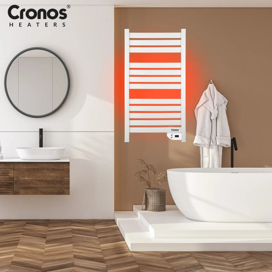 Elektrischer Badheizkörper Cronos, Leistung 500 W, heizt Räume bis zu 6 m² beheizt, LCD-Display, AUTO-Funktion, TIMER und Fensteröffnungserkennung, TW-500
