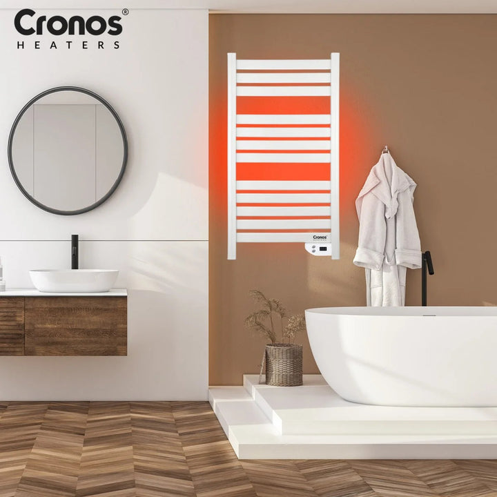 Elektrischer Badheizkörper Cronos, Leistung 500 W, heizt Räume bis zu 6 m² beheizt, LCD-Display, AUTO-Funktion, TIMER und Fensteröffnungserkennung, TW-500