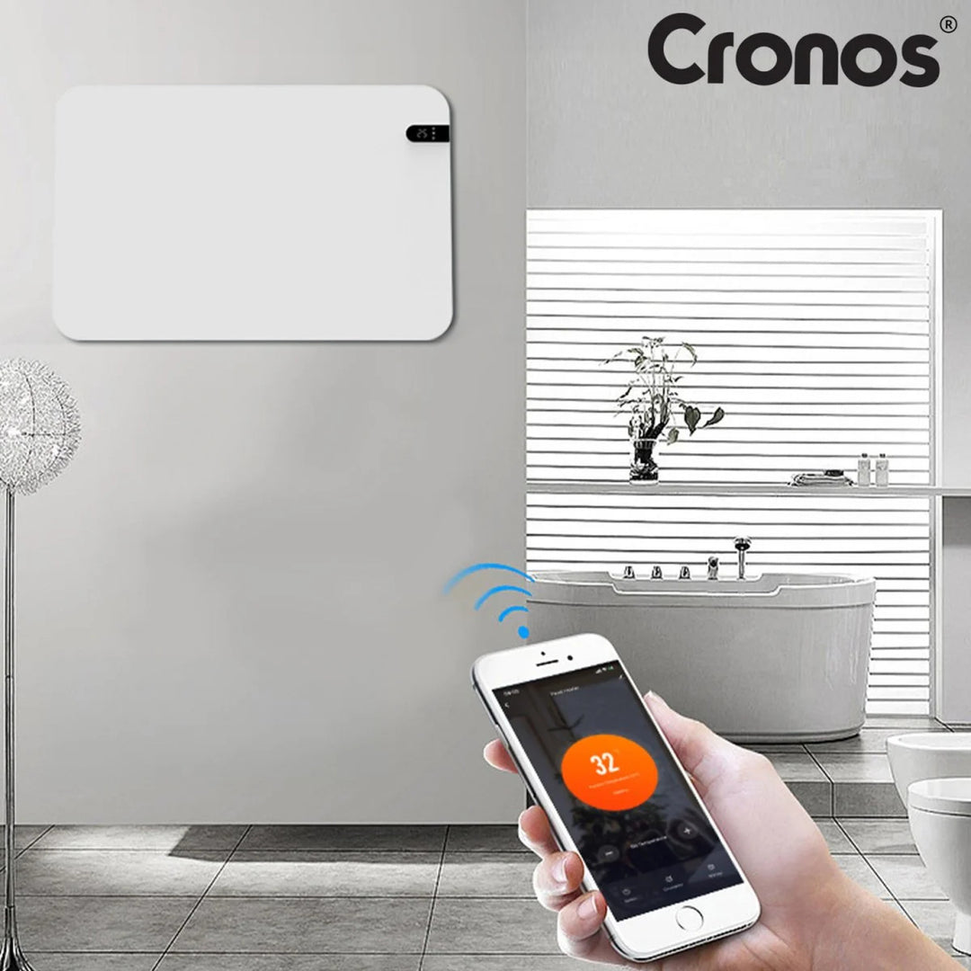 Elektroheizkörper Cronos, Farbe Weiß, Leistung 450 W, Heizleistung bis zu 14 m², eingebauter Thermostat, Fernbedienung, Fenster-Offen-Sensor, Standfüße im Lieferumfang enthalten, WFH-450TW