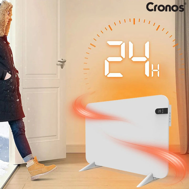 Elektroheizkörper Cronos, Farbe Weiß, Leistung 450 W, Heizleistung bis zu 14 m², eingebauter Thermostat, Fernbedienung, Fenster-Offen-Sensor, Standfüße im Lieferumfang enthalten, WFH-450TW