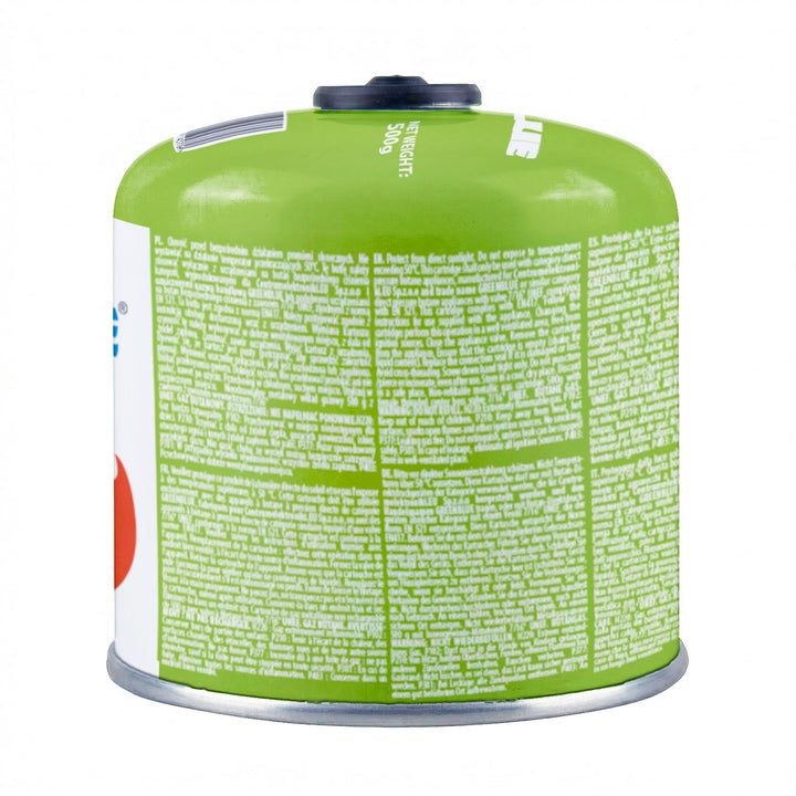 GreenBlue-Gaskartusche 500 g. Zertifizierung: Pi 0437, gemäß EN 417, Butan-Propan, Temperaturbereich -10 °C bis +40 °C, Gewindeventil 7/16'' GB499
