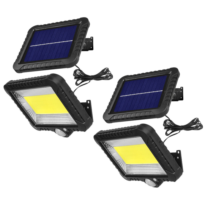 Solar-LED-Flutlicht mit Bewegungssensor Maclean, IP44, 5 W, 400 lm, 6000 K, Lithium-Akku 1300 mAh, 5,5 V DC MCE438, 2 Stück