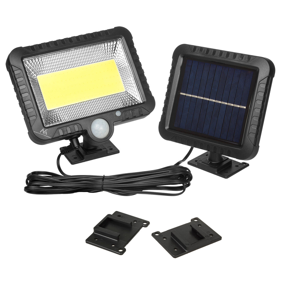 Solar-LED-Flutlicht mit Bewegungssensor Maclean, IP44, 5 W, 400 lm, 6000 K, Lithium-Akku 1300 mAh, 5,5 V DC MCE438, 4 Stück