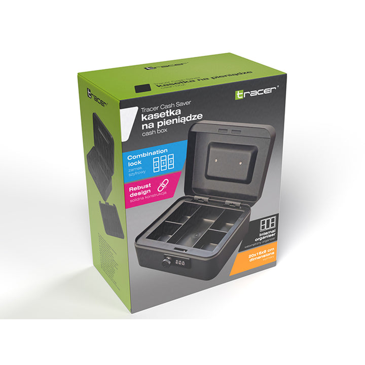 Geldkassette Tracer, Tragegriff, verstecktes Fach, schwarz, Cash Saver
