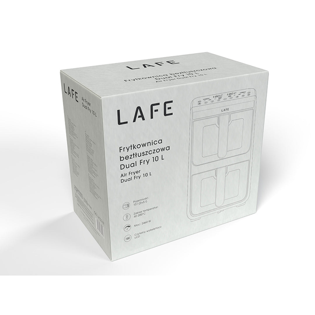 LAFE Fettfreie Fritteuse, Air Fryer, 2 Kammern 5 l, Leistung 2460 W, LCD-Display, Dual Fry