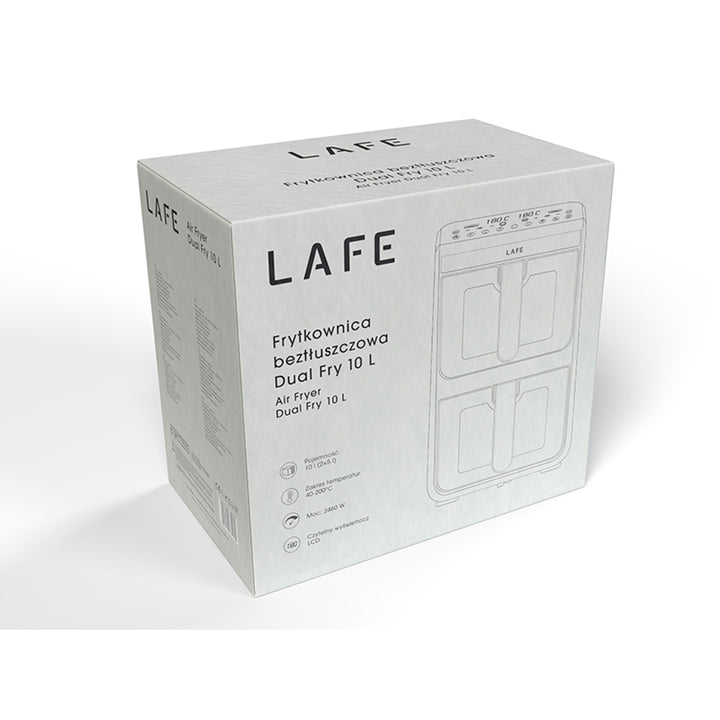 LAFE Fettfreie Fritteuse, Air Fryer, 2 Kammern 5 l, Leistung 2460 W, LCD-Display, Dual Fry