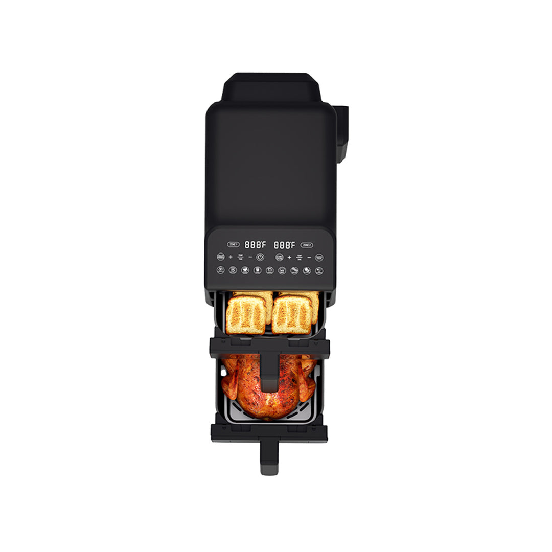 LAFE Fettfreie Fritteuse, Air Fryer, 2 Kammern 5 l, Leistung 2460 W, LCD-Display, Dual Fry