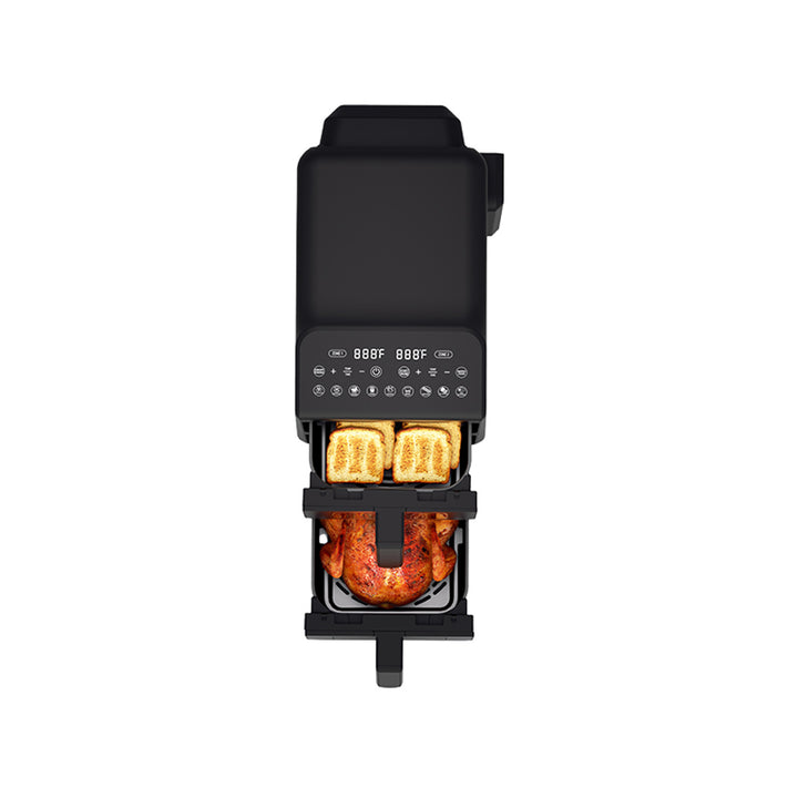 LAFE Fettfreie Fritteuse, Air Fryer, 2 Kammern 5 l, Leistung 2460 W, LCD-Display, Dual Fry
