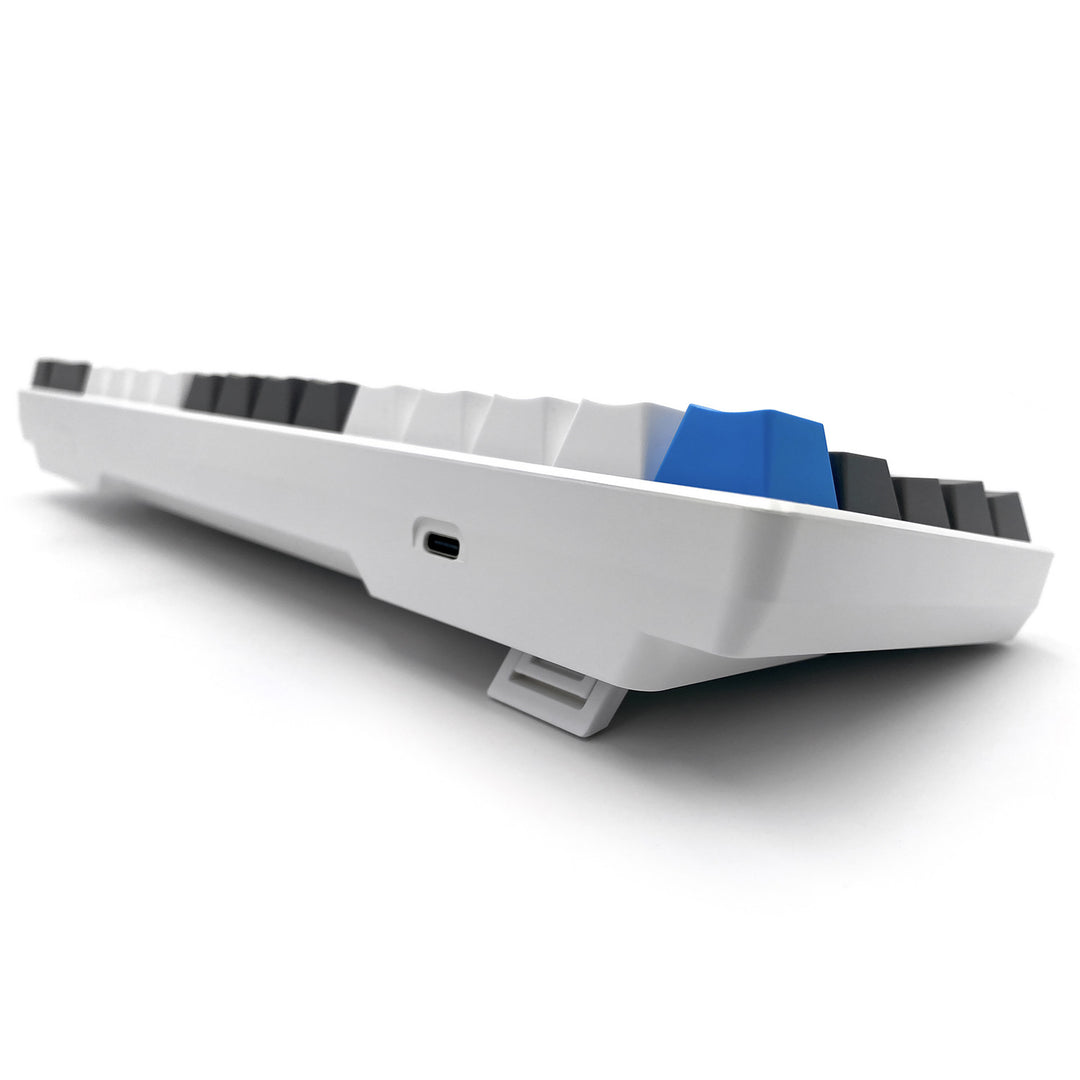 RED CORE MX60 – Mechanische Gaming-Tastatur vom Typ Short 60 %, mechanische Silent RED-Schalter, farbige Hintergrundbeleuchtung, 68 Tasten, USB-C. Farbe: weiß/blau. Mediatech