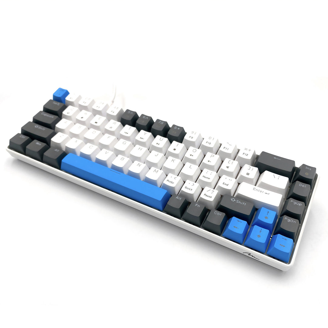 RED CORE MX60 – Mechanische Gaming-Tastatur vom Typ Short 60 %, mechanische Silent RED-Schalter, farbige Hintergrundbeleuchtung, 68 Tasten, USB-C. Farbe: weiß/blau. Mediatech