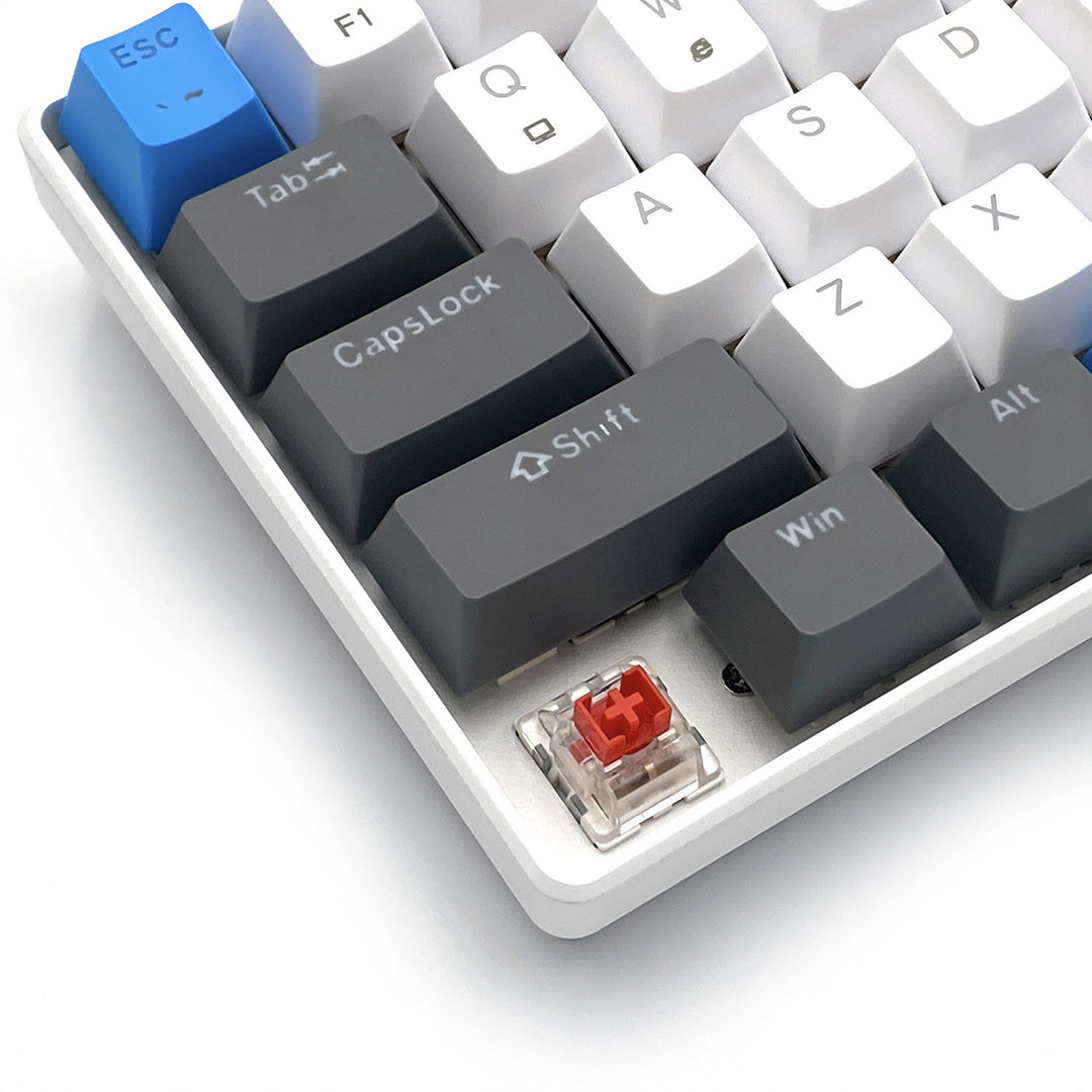 RED CORE MX60 – Mechanische Gaming-Tastatur vom Typ Short 60 %, mechanische Silent RED-Schalter, farbige Hintergrundbeleuchtung, 68 Tasten, USB-C. Farbe: weiß/blau. Mediatech