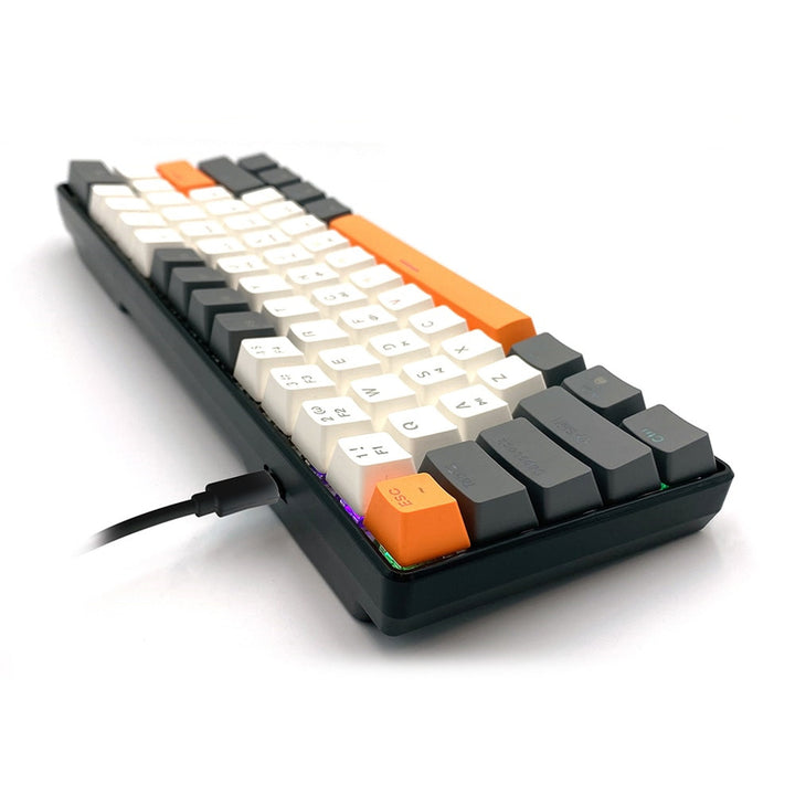 ZONE 61 – Mechanische Gaming-Tastatur, 60 % Short, mechanische Silent RED-Schalter, farbige Hintergrundbeleuchtung, 61 Tasten, USB-C, Mediatech