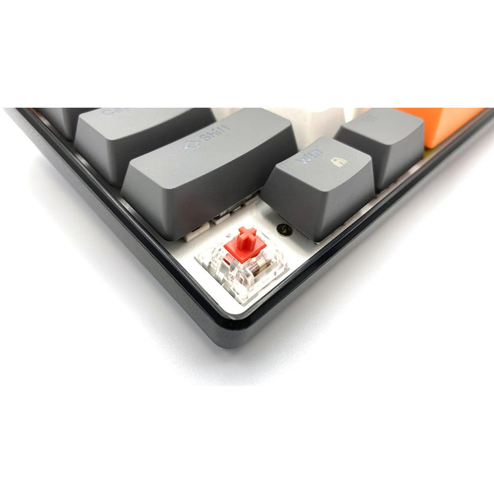 ZONE 61 – Mechanische Gaming-Tastatur, 60 % Short, mechanische Silent RED-Schalter, farbige Hintergrundbeleuchtung, 61 Tasten, USB-C, Mediatech