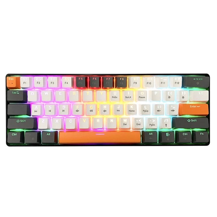 ZONE 61 – Mechanische Gaming-Tastatur, 60 % Short, mechanische Silent RED-Schalter, farbige Hintergrundbeleuchtung, 61 Tasten, USB-C, Mediatech