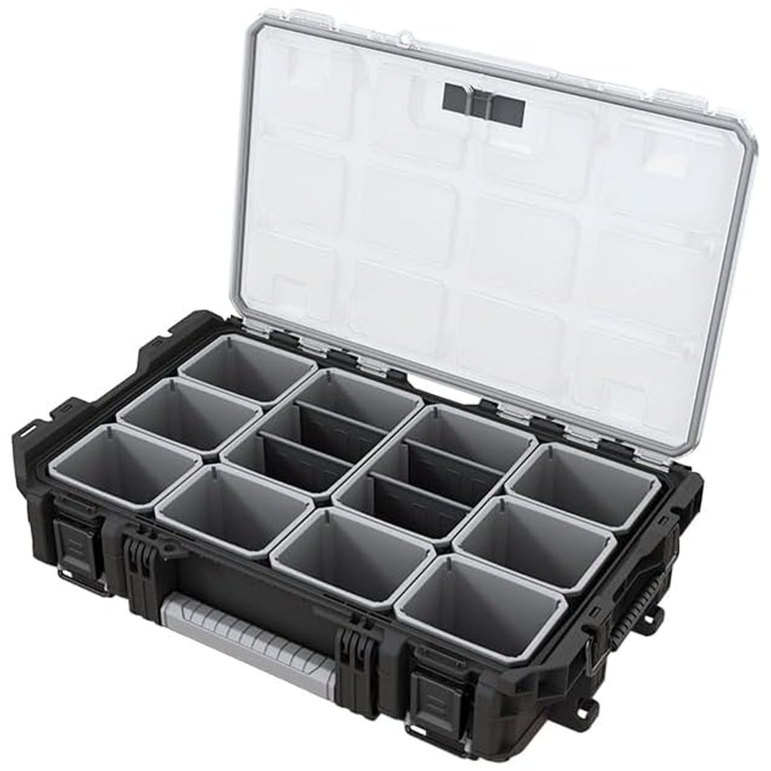 Werkzeugkiste Keter ROC Pro Gear 1.0, Fassungsvermögen über 13 Liter, transparenter und robuster Deckel, staub- und wasserdichte Dichtung, Metallverschlüsse, 257190