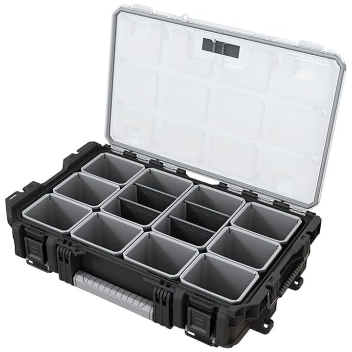 Werkzeugkiste Keter ROC Pro Gear 1.0, Fassungsvermögen über 13 Liter, transparenter und robuster Deckel, staub- und wasserdichte Dichtung, Metallverschlüsse, 257190