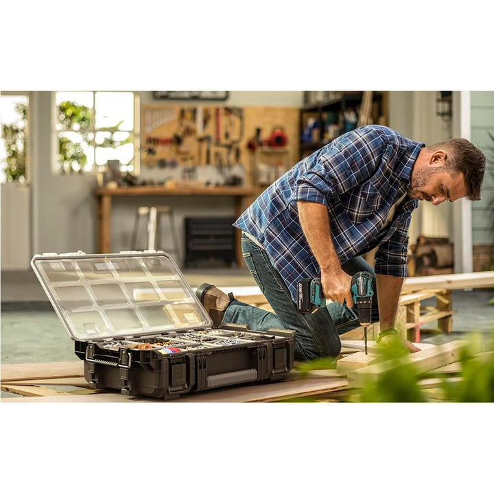 Werkzeugkiste Keter ROC Pro Gear 1.0, Fassungsvermögen über 13 Liter, transparenter und robuster Deckel, staub- und wasserdichte Dichtung, Metallverschlüsse, 257190