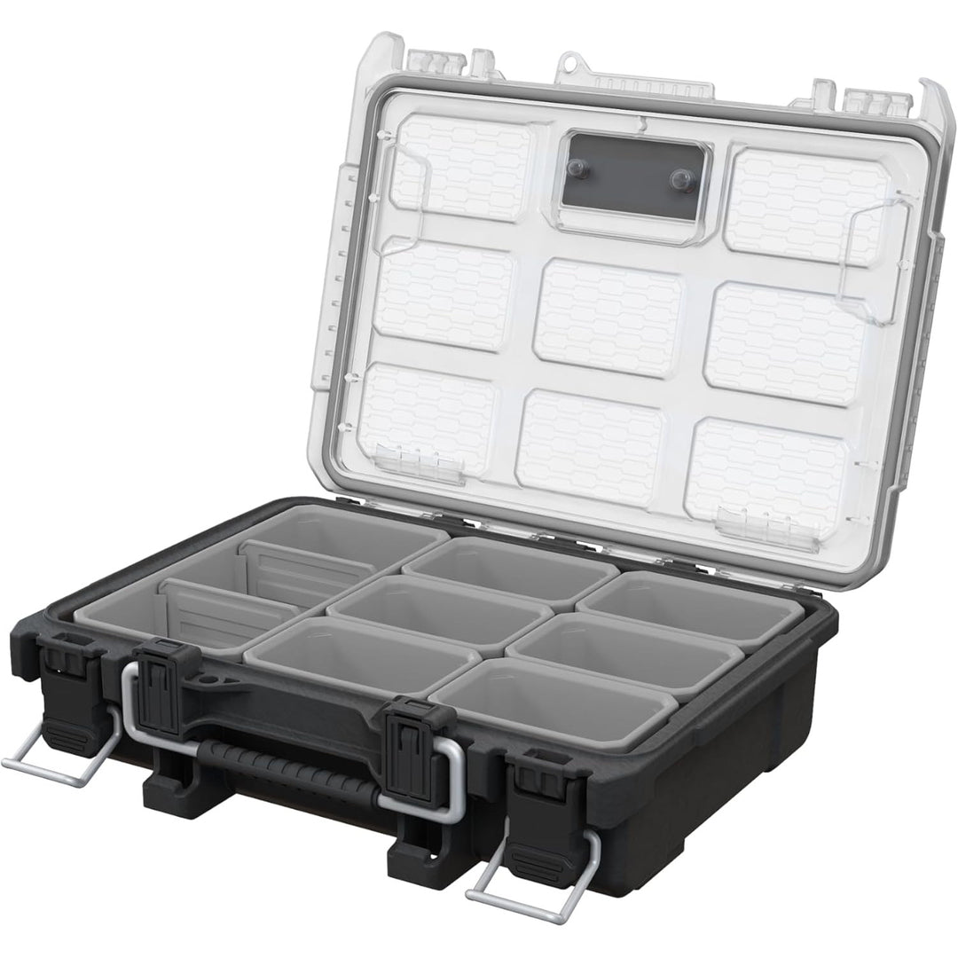 Keter ROC Pro Gear 2.0 Werkzeugorganizer, Halterung zur Wandmontage, transparente und robuste Abdeckung, Staub- und wasserdichte Dichtung, Metallverschlüsse, 256983
