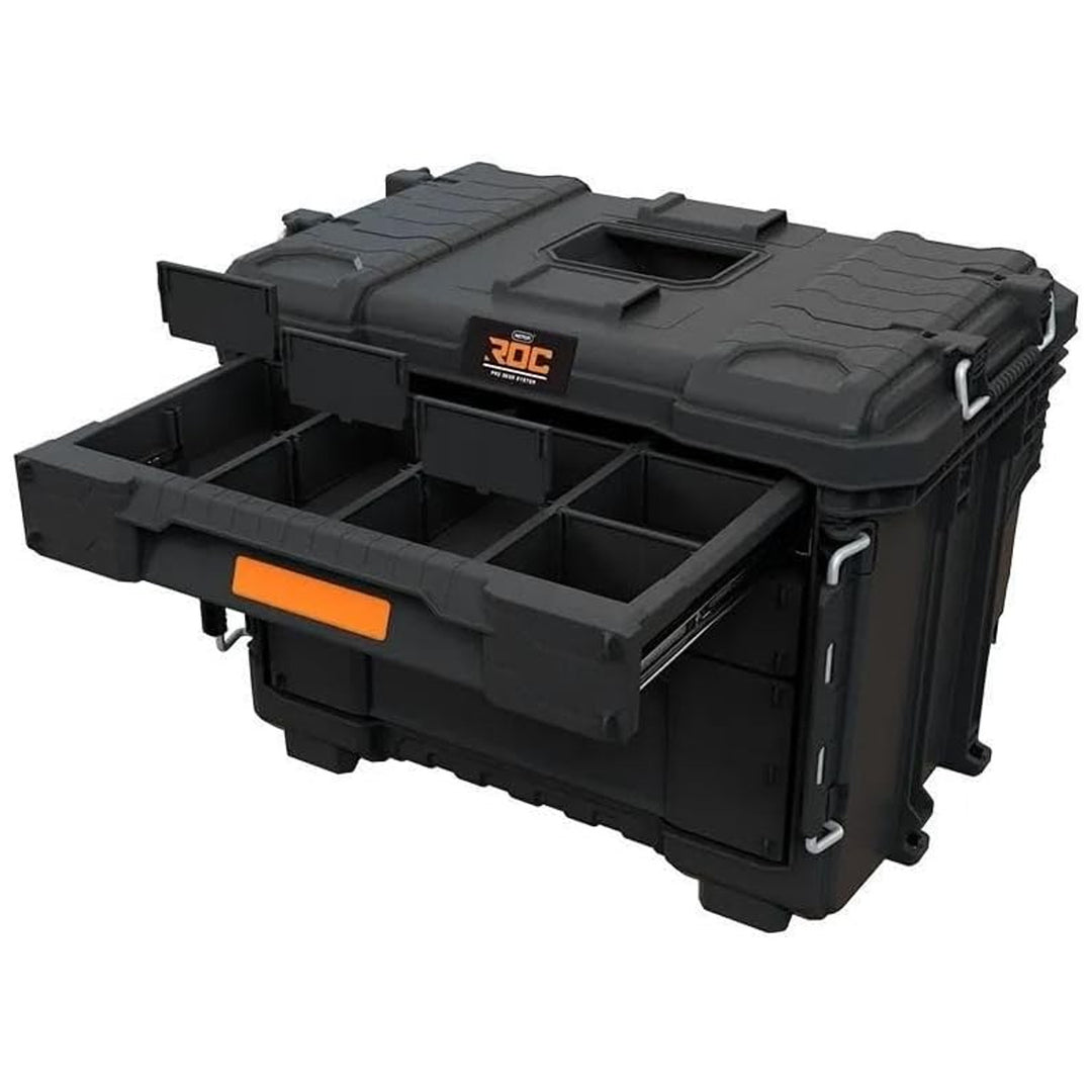 Keter ROC Pro Gear 2.0 XL-Werkzeugkasten, mit drei Schubladen, integrierten Trennwänden, Platz für ein Vorhängeschloss, Verschlüssen an der Vorderseite, 259671