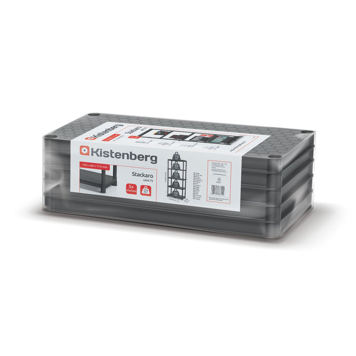 Regal Stackaro Solid 75 Kistenberg, max. Gesamtbelastung 220 kg, 5 Fachböden, Wandmontage, KSS75L5HD-S411