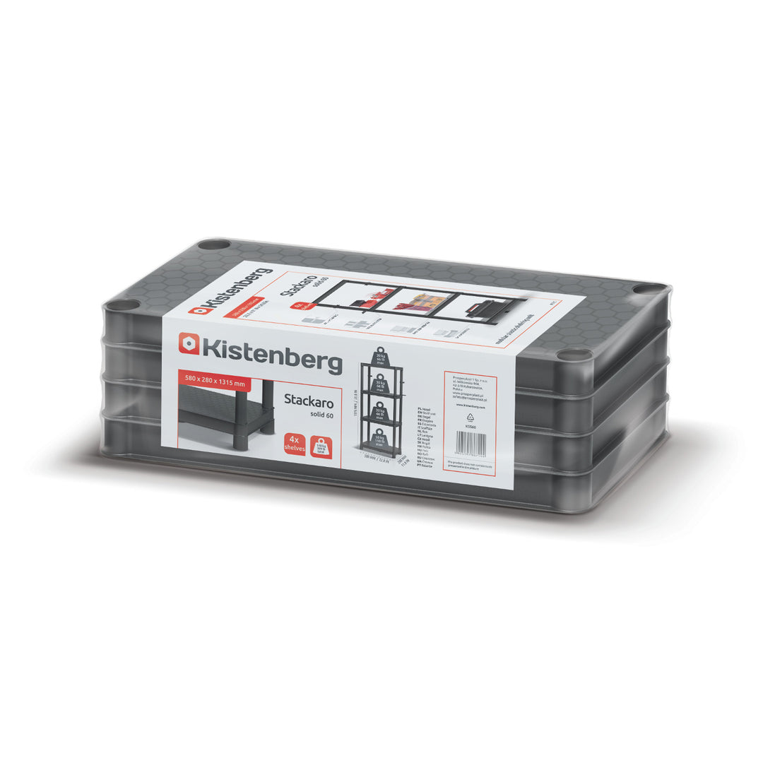 Regal Stackaro Solid 60 Kistenberg, max. Gesamtbelastung 185 kg, 4 Regalböden, Wandmontage, KSS60L4HD-S411