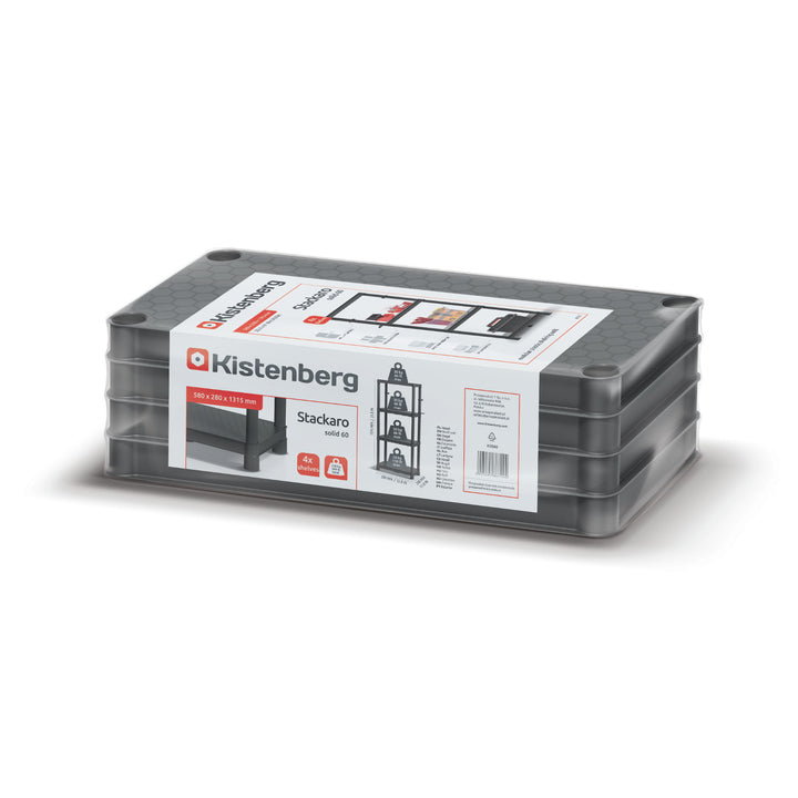 Regal Stackaro Solid 60 Kistenberg, max. Gesamtbelastung 185 kg, 4 Regalböden, Wandmontage, KSS60L4HD-S411