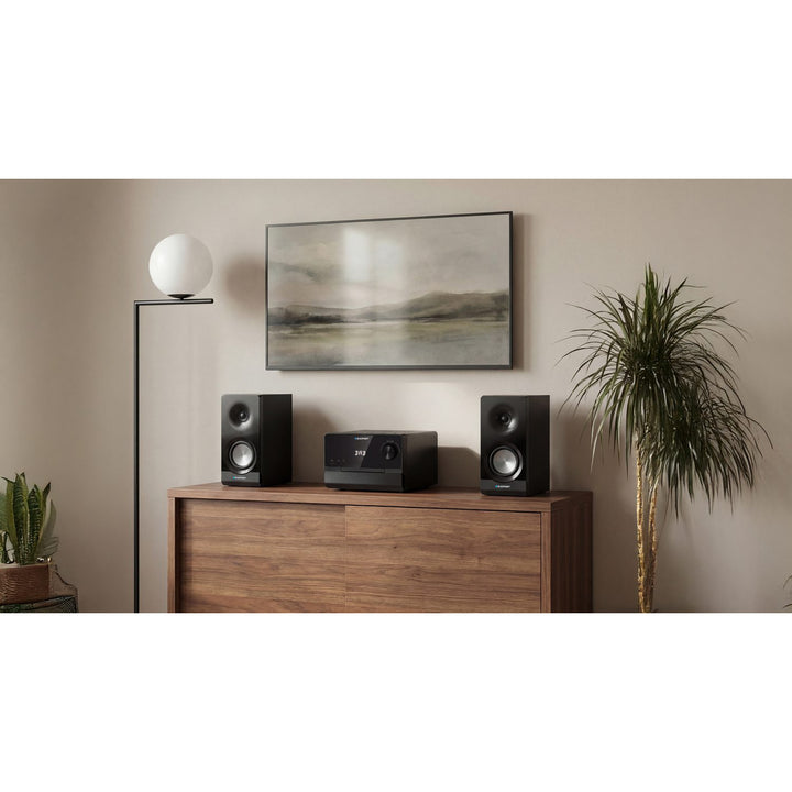 Blaupunkt Micro-Stereoanlage, 100 W RMS Leistung, DAB+-Tuner, LED-Display, FM-Radio, Teleskopantenne im Lieferumfang enthalten, HDMI-ARC-Anschluss, CD/MP3/USB/BT, Uhr mit Weckfunktion, MS49DAB