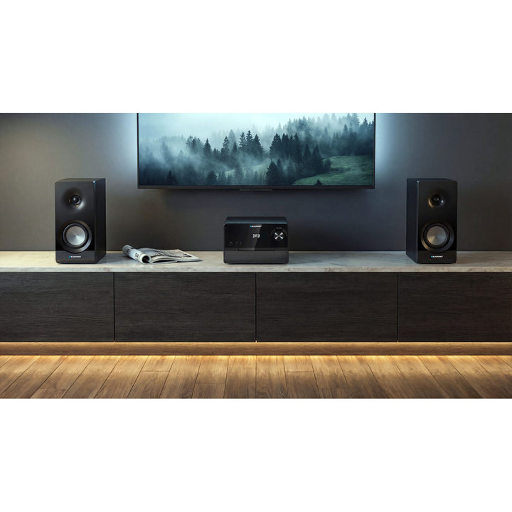 Blaupunkt Micro-Stereoanlage, 100 W RMS Leistung, DAB+-Tuner, LED-Display, FM-Radio, Teleskopantenne im Lieferumfang enthalten, HDMI-ARC-Anschluss, CD/MP3/USB/BT, Uhr mit Weckfunktion, MS49DAB
