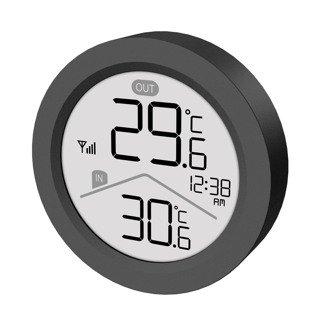 GreenBlue Funk-Wetterstation, Innen-/Außentemperatur, Uhr, wahlweise °C / °F, Reichweite bis zu 60 m, schwarz, GB162 B