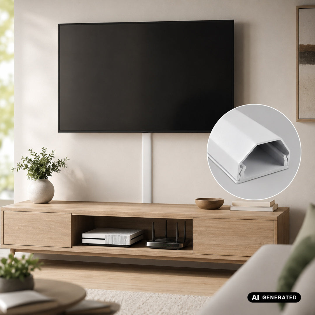 Maclean-Kabelabdeckleiste aus Aluminium, 33 x 18 x 750 mm, weiß, MCTV-897 W