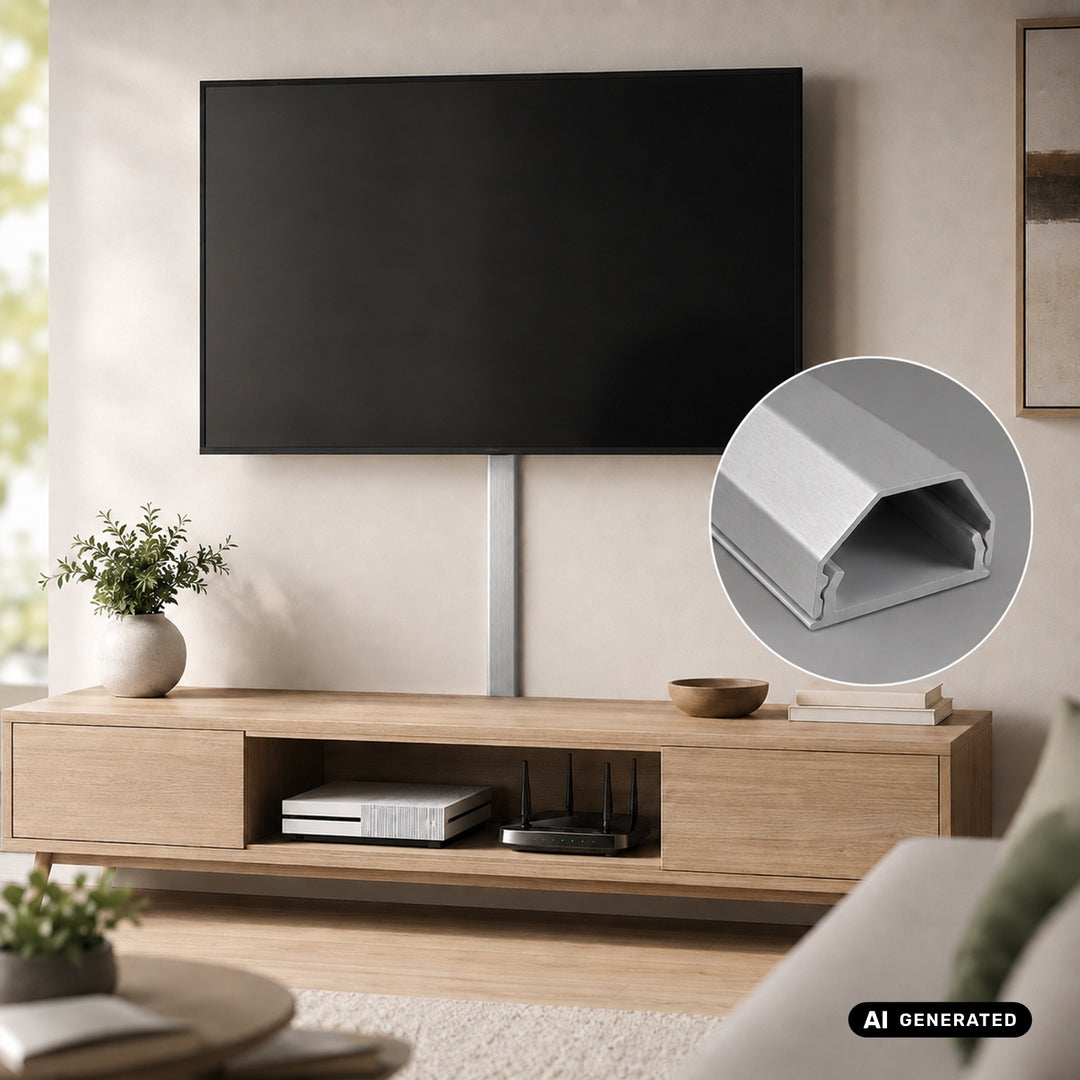Maclean-Kabelabdeckleiste aus Aluminium, 33 x 18 x 750 mm, silber, MCTV-897 S