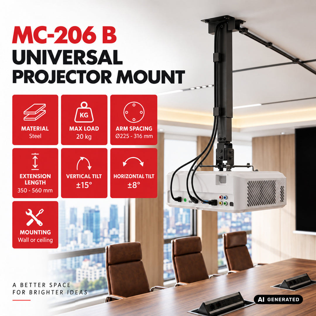 Maclean Universalhalterung/-aufhänger für Projektoren, schwarz, bis 20 kg, MC-206 B