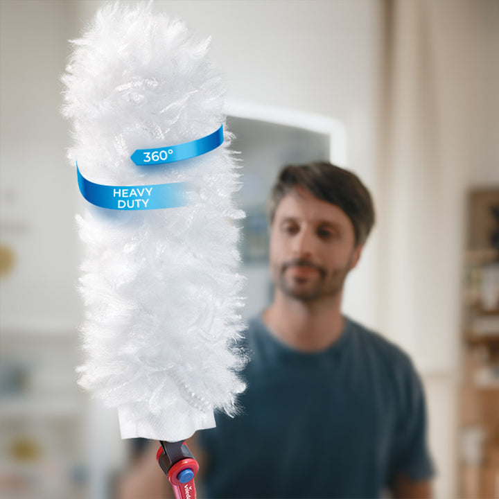 Vileda Flex&Catch Staubwedel, mit kurzem Stiel, Rutschschutz, flexibler Kopf + 5 Ersatzblätter