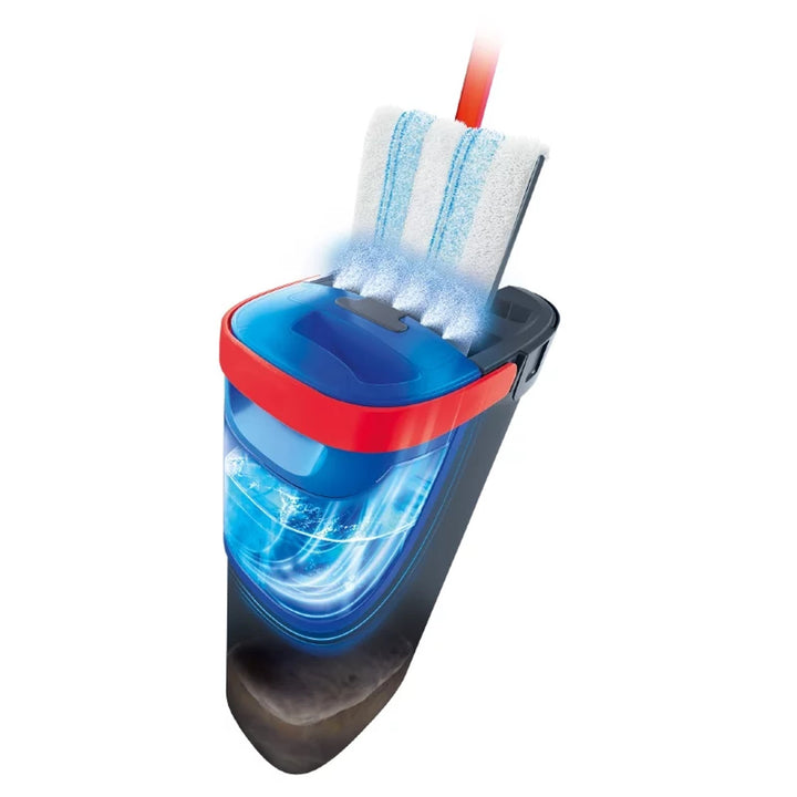 Vileda H2prO Flachmopp, 100 % Trennung von sauberem und schmutzigem Wasser, zwei Behälter, 3 Mikrofaser-Aufsätze, 360°-Drehkopf, 175774